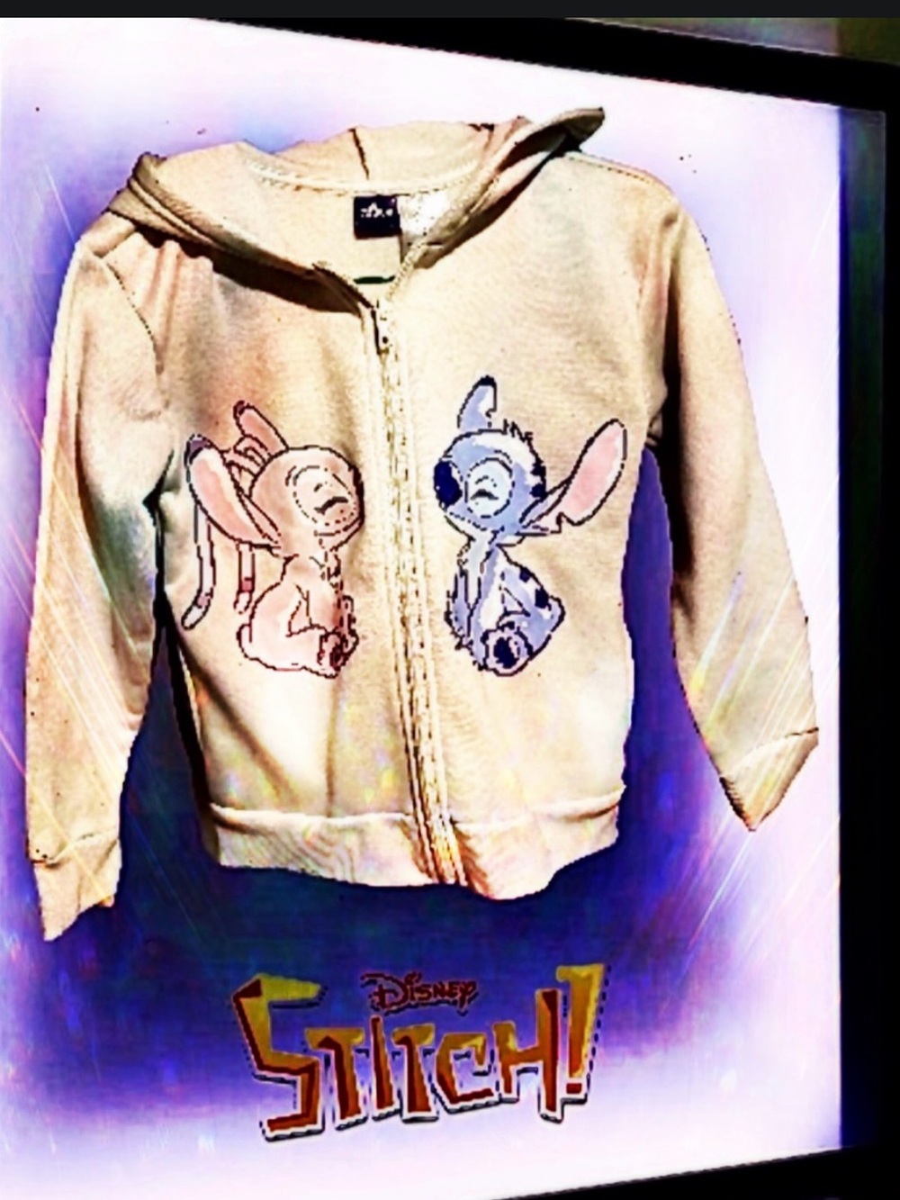 Disney Cream Hoodie with Stitch and Angel
